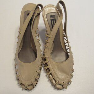 Sammy Tan Leather Slingback Strappy Heels Size 7